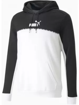 Férfi pulóver PUMA ESS BLOCK X TAPE HOODIE 675173-01 FEKETE
