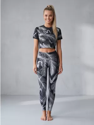 Női hosszú prémium leggings ALTISPORT VOJ/ALW001LEG01 FEKETE/SZÜRKE