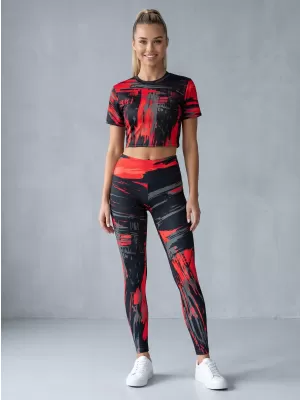 Női hosszú prémium leggings ALTISPORT VOJ/ALW010LEG01 FEKETE ÉS PIROS