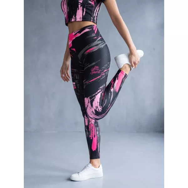  Női hosszú prémium leggings ALTISPORT VOJ/ALW010LEG01 FEKETE/VILÁGOS RÓZSASZÍN 