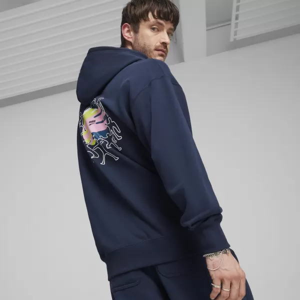  Férfi pulóver PUMA DOWNTOWN GRAPHIC HOODIE 624361-14 KÉK 