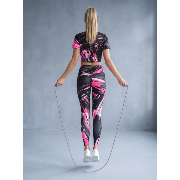  Női hosszú prémium leggings ALTISPORT VOJ/ALW010LEG01 FEKETE/VILÁGOS RÓZSASZÍN 