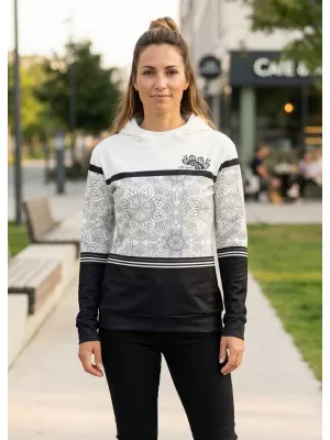 Női prémium pulóver ALTISPORT VOJ/ALW023MI01 FEKETE ÉS FEHÉR