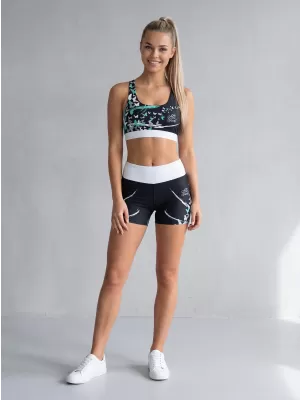 Női rövid prémium leggings ALTISPORT VOJ/ALW022LEG03 FEKETE/TÜRKIZ