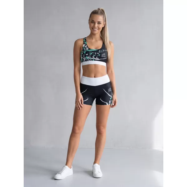  Női rövid prémium leggings ALTISPORT VOJ/ALW022LEG03 FEKETE/TÜRKIZ 