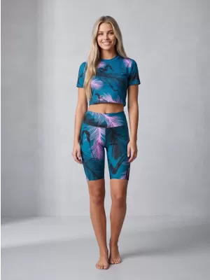 Térd feletti női leggings prémium ALTISPORT VOJ/ALW001LEG02 BENZINES/VILÁGOS RÓZSASZÍN
