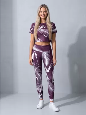 Női hosszú prémium leggings ALTISPORT VOJ/ALW001LEG01 LILA/FEHÉR