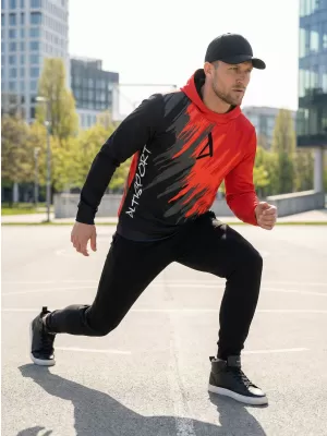 Férfi prémium funkcionális pulóver ALTISPORT VOJ/ALM006MI01 FEKETE ÉS PIROS