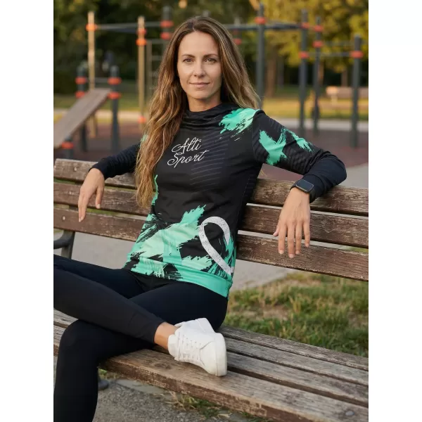  Prémium funkcionális női pulóver ALTISPORT VOJ/ALW027MI01 FEKETE/TÜRKIZ 