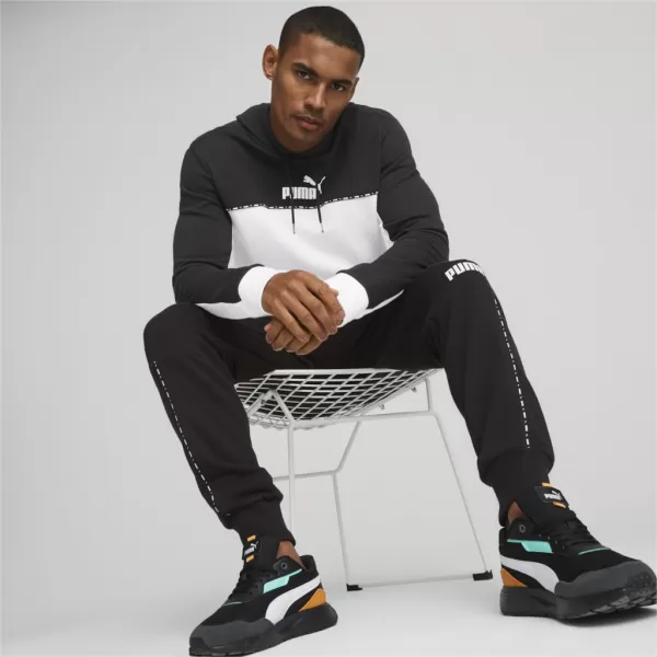  Férfi pulóver PUMA ESS BLOCK X TAPE HOODIE 675173-01 FEKETE 