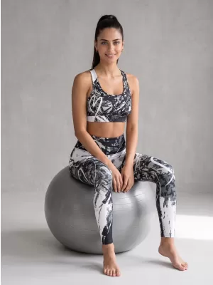 Női hosszú prémium leggings ALTISPORT VOJ/ALW018LEG01 FEKETE ÉS FEHÉR
