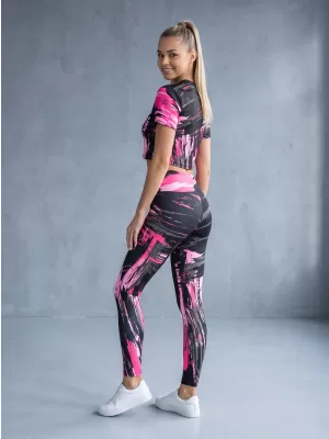 Női hosszú prémium leggings ALTISPORT VOJ/ALW010LEG01 FEKETE/VILÁGOS RÓZSASZÍN
