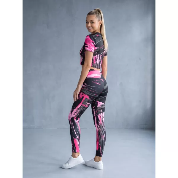  Női hosszú prémium leggings ALTISPORT VOJ/ALW010LEG01 FEKETE/VILÁGOS RÓZSASZÍN 