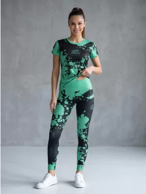 Női hosszú prémium leggings ALTISPORT VOJ/ALW012LEG01 FEKETE/TÜRKIZ