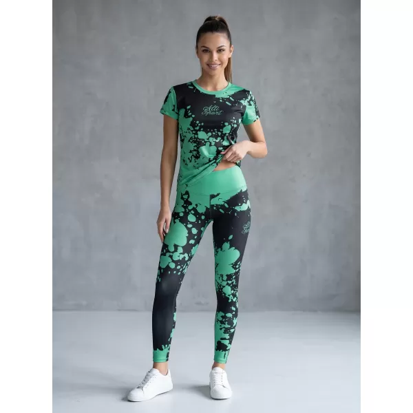  Női hosszú prémium leggings ALTISPORT VOJ/ALW012LEG01 FEKETE/TÜRKIZ 