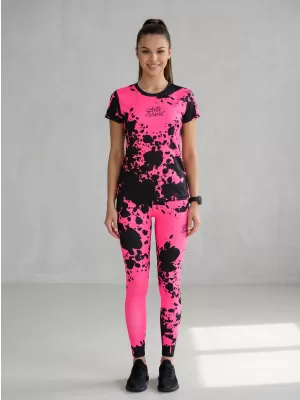 Női hosszú prémium leggings ALTISPORT VOJ/ALW012LEG01 FEKETE/FLUO RÓZSASZÍN
