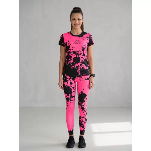  Női hosszú prémium leggings ALTISPORT VOJ/ALW012LEG01 FEKETE/FLUO RÓZSASZÍN 