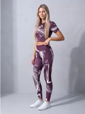 Női hosszú prémium leggings ALTISPORT VOJ/ALW001LEG01 LILA/FEHÉR