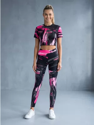 Női hosszú prémium leggings ALTISPORT VOJ/ALW010LEG01 FEKETE/VILÁGOS RÓZSASZÍN