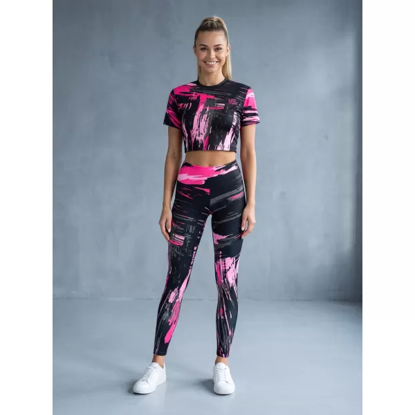  Női hosszú prémium leggings ALTISPORT VOJ/ALW010LEG01 FEKETE/VILÁGOS RÓZSASZÍN 