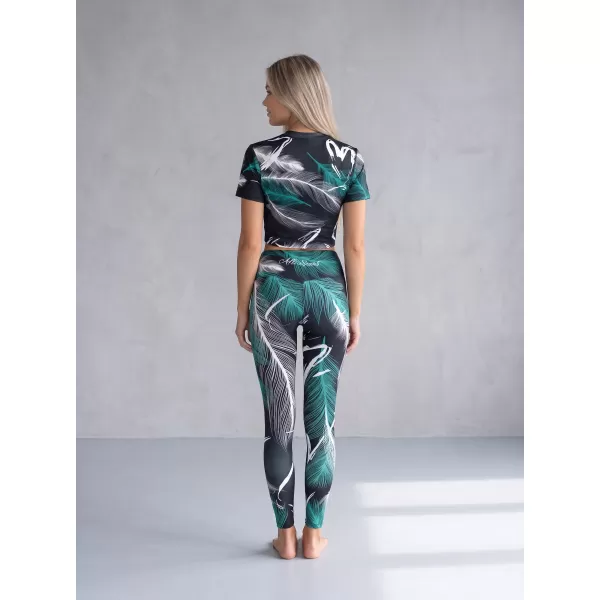  Női hosszú prémium leggings ALTISPORT VOJ/ALW001LEG01 FEKETE/TÜRKIZ 