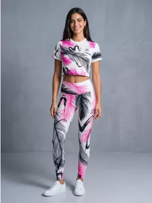 Női hosszú prémium leggings ALTISPORT VOJ/ALW001LEG01 FEHÉR RÓZSASZÍN