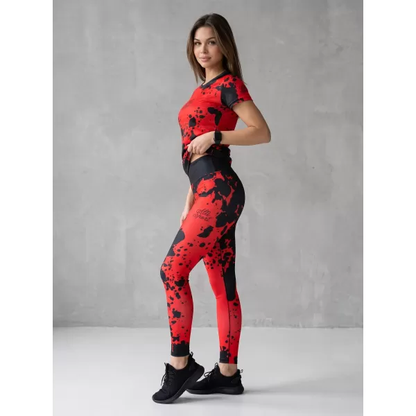 Női hosszú prémium leggings ALTISPORT VOJ/ALW012LEG01 FEKETE PIROS 