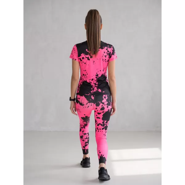  Női hosszú prémium leggings ALTISPORT VOJ/ALW012LEG01 FEKETE/FLUO RÓZSASZÍN 