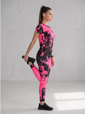 Női hosszú prémium leggings ALTISPORT VOJ/ALW012LEG01 FEKETE/FLUO RÓZSASZÍN