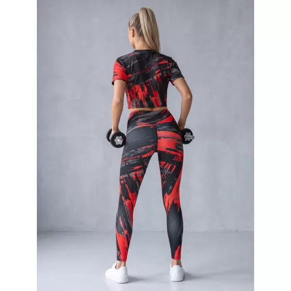  Női hosszú prémium leggings ALTISPORT VOJ/ALW010LEG01 FEKETE ÉS PIROS 