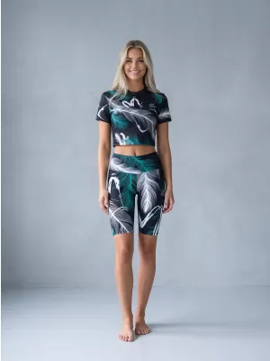 Térd feletti női leggings prémium ALTISPORT VOJ/ALW001LEG02 FEKETE/TÜRKIZ