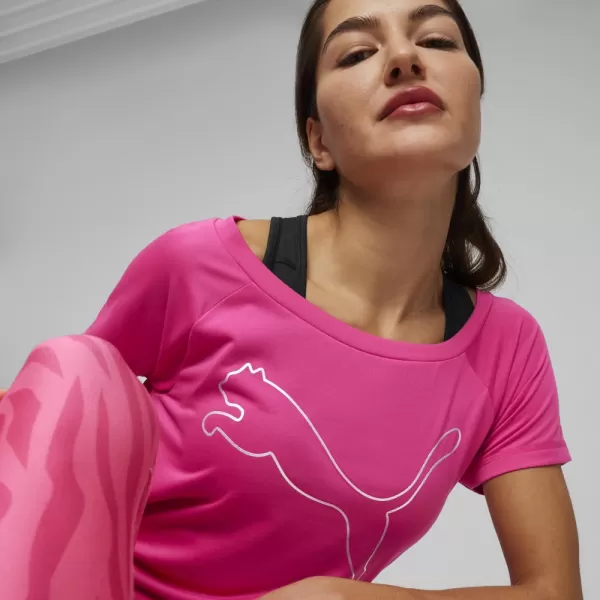  Női póló PUMA TRAIN FAV JERSEY CAT TEE 522420-48 RÓZSASZÍN 