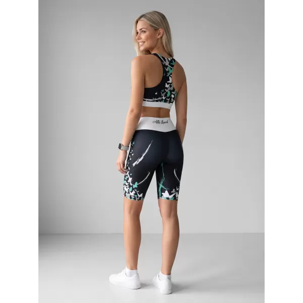  Dámské legíny nad kolena premium ALTISPORT VOJ/ALW022LEG02 ČERNÁ/TYRKYSOVÁ 