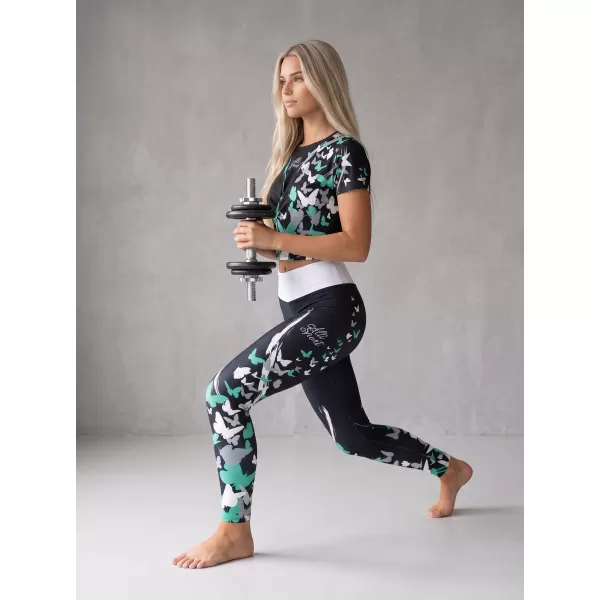  Női hosszú prémium leggings ALTISPORT VOJ/ALW022LEG01 FEKETE/TÜRKIZ 