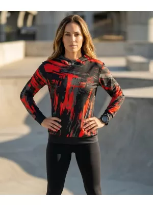 Prémium funkcionális női pulóver ALTISPORT VOJ/ALW010MI01 FEKETE ÉS PIROS
