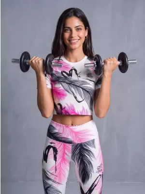 Női hosszú prémium leggings ALTISPORT VOJ/ALW001LEG01 FEHÉR RÓZSASZÍN