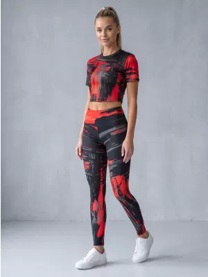 Női hosszú prémium leggings ALTISPORT VOJ/ALW010LEG01 FEKETE ÉS PIROS