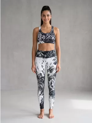 Női hosszú prémium leggings ALTISPORT VOJ/ALW018LEG01 FEKETE ÉS FEHÉR