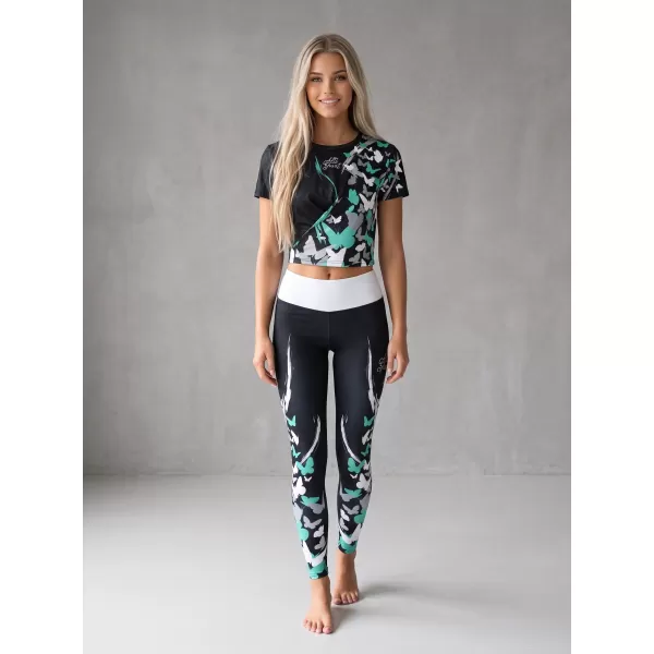  Női hosszú prémium leggings ALTISPORT VOJ/ALW022LEG01 FEKETE/TÜRKIZ 