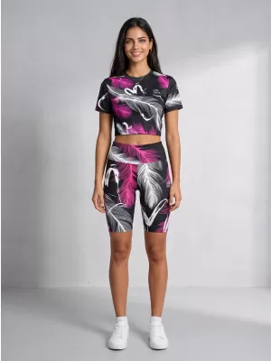 Térd feletti női leggings prémium ALTISPORT VOJ/ALW001LEG02 FEKETE/RÓZSASZÍN