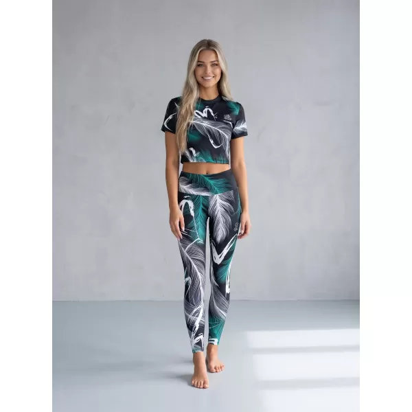  Női hosszú prémium leggings ALTISPORT VOJ/ALW001LEG01 FEKETE/TÜRKIZ 