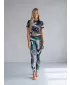 Női hosszú prémium leggings ALTISPORT VOJ/ALW001LEG01 FEKETE/TÜRKIZ