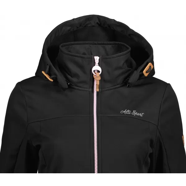 Női softshell kabát ALTISPORT CIARA FEKETE/RÓZSASZÍN 