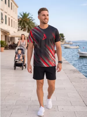 Férfi funkcionális prémium póló ALTISPORT VOJ/ALM028TR01 FEKETE ÉS PIROS