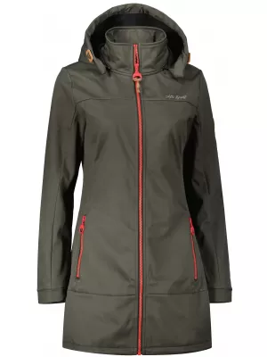 Női softshell kabát ALTISPORT CIARA KHAKI/PIROS