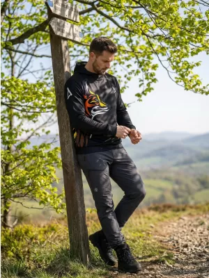 Férfi prémium funkcionális pulóver ALTISPORT VOJ/ALM029MI01 FEKETE-NARANCS