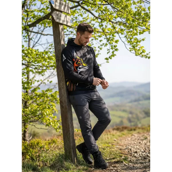  Férfi prémium funkcionális pulóver ALTISPORT VOJ/ALM029MI01 FEKETE-NARANCS 