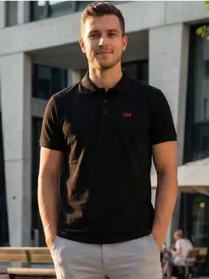 Férfi póló KIXMI SPENCER FEKETE PIROS