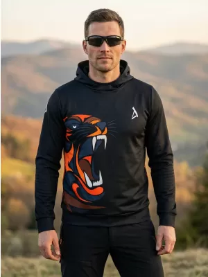 Férfi prémium funkcionális pulóver ALTISPORT VOJ/ALM029MI01 FEKETE-NARANCS
