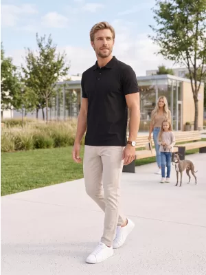 Férfi póló gallérral ALTISPORT NoPrint NP/ALM302 FEKETE